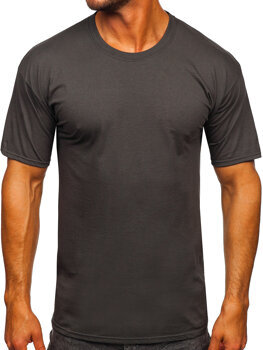 Antracitové pánske bavlnené tričko bez potlače Bolf B459