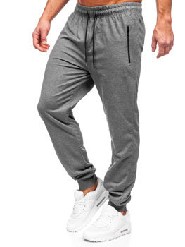Antracitové pánske teplákové jogger nohavice Bolf JX6105