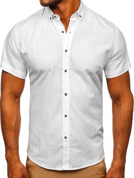 Biela pánska košeľa s krátkymi rukávmi Bolf 20501