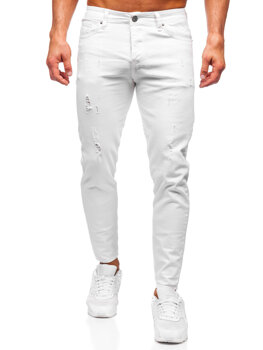 Biele pánske slim fit rifľové nohavice Bolf 5876