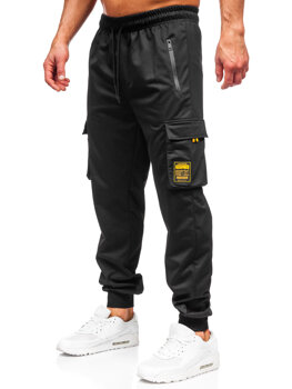Čierne pánske teplákové jogger nohavice s cargo vreckami Bolf JX6359
