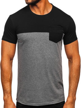 Čierno-grafitové pánske tričko s náprsným vreckom Bolf 8T91