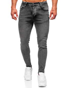 Czarne spodnie jeansowe męskie skinny fit Denley R926-1