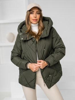 Khaki dámska prešívaná zimná bunda s kapucňou Bolf 5M3175