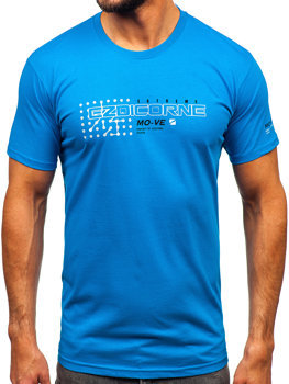Pánske bavlnené tričko v blankytne modrej farbe Bolf 14732