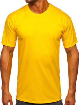 Žlté pánske bavlnené tričko bez potlače Bolf B459