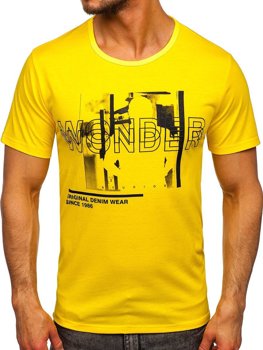 Žlté pánske tričko s potlačou Bolf KS2651