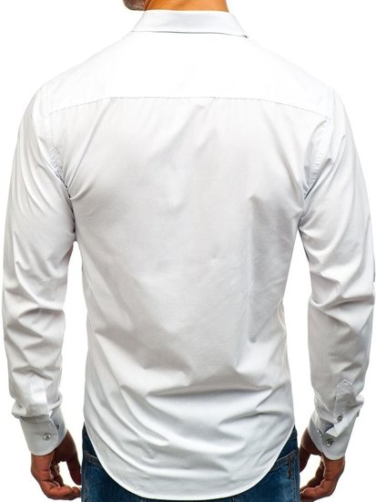 Biela pánska elegantá košeľa s dlhými rukávmi BOLF 8822