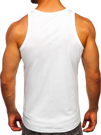 Biele pánske boxerské tričko/tielko Tank Top s potlačou Bolf 14841