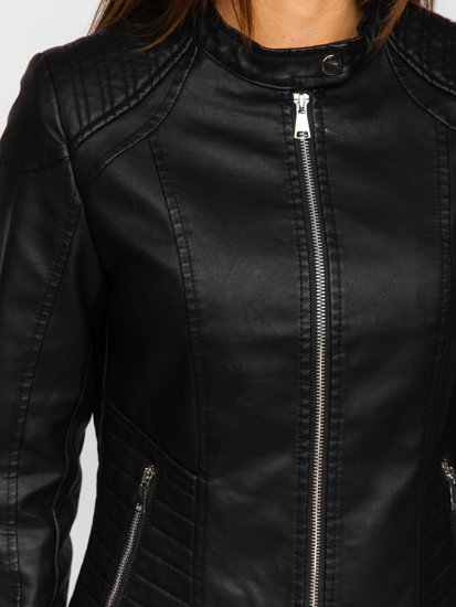 Čierna dámska koženková bunda Bolf 11Z8029