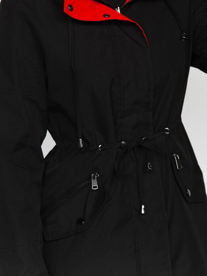 Čierna dámska obojstranná prechodná bunda parka s kapucňou Bolf 16M9081