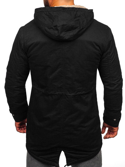 Čierna pánska bavlnená zimná bunda parka Bolf EX838A