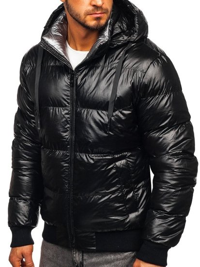 Čierna pánska prešívaná zimná bunda Bolf 92556