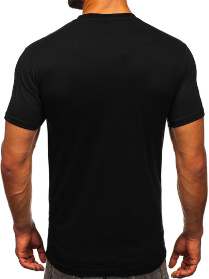 Čierne pánske bavlnené tričko s náprsným vreckom Bolf 14507