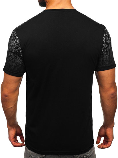 Čierne pánske bavlnené tričko s potlačou Bolf 14710