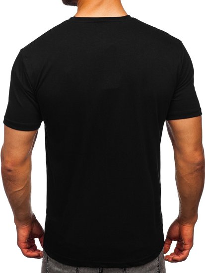 Čierne pánske tričko s potlačou Bolf 0202