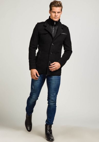 Čierny pánsky kabát Bolf 8856D
