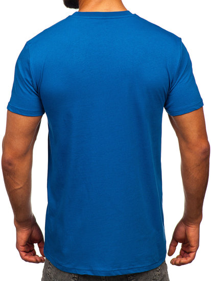 Modré pánske bavlnené tričko bez potlače Bolf 192397