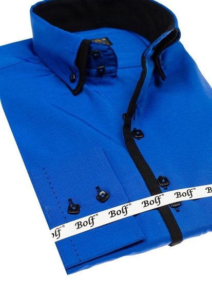 Pánska košeľa BOLF 1721 kráľovsky modro-čierna