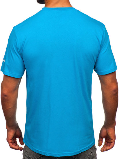 Tyrkysové pánske bavlnené tričko Bolf 14731