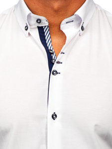 Biela pánska elegantná košeľa s dlhými rukávmi Bolf 5796-1
