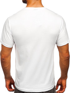 Biele pánske bavlnené tričko bez potlače Bolf 192397