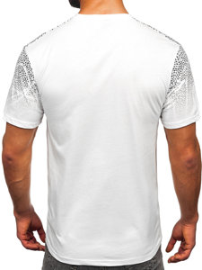 Biele pánske bavlnené tričko s potlačou Bolf 14710