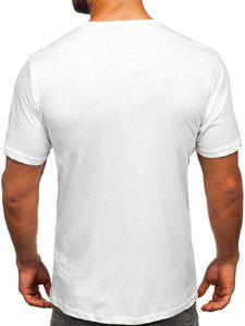Biele pánske bavlnené tričko s potlačou Bolf 14761