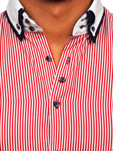 Bordová pánska biznis košeľa s dlhými rukávmi BOLF 0909