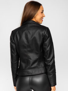 Čierna dámska koženková bunda tzv. krivák Bolf 11Z8030