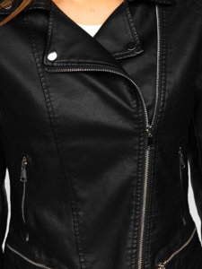 Čierna dámska koženková bunda tzv. krivák Bolf 11Z8030