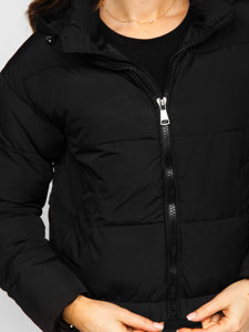 Čierna dámska prešívaná zimná bunda s kapucňou Bolf 16M9080