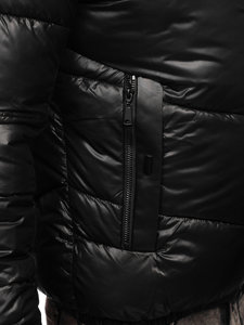 Čierna pánska prešívaná zimná bunda Bolf B2906