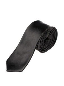 Čierna úzka pánska elegantná kravata Bolf K001