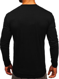Čierne pánske tričko s dlhými rukávmi a potlačou Bolf 146742