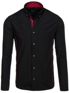Čierno-bordová pánska elegantá košeľa s dlhými rukávmi Bolf 5722-1