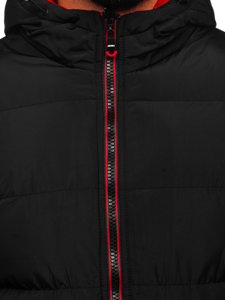 Čierno-červená obojstranná pánska prešívaná zimná bunda Bolf 7410