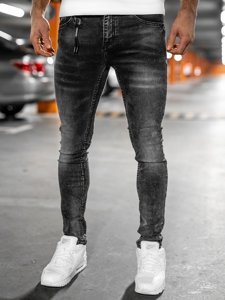 Czarne jeansowe spodnie męskie regular fit Denley 60021W0