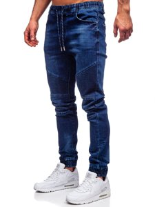 Granatowe spodnie jeansowe joggery męskie Denley 85027W0