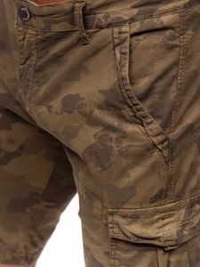 Khaki pánske látkové šortky s maskáčovým vzorom a cargo vreckami Bolf ZK8806