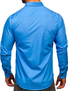 Modrá pánska košeľa s dlhými rukávmi Bolf 3762