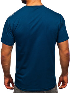 Pánske bavlnené tričko námorníckej modrej farby Bolf 14720