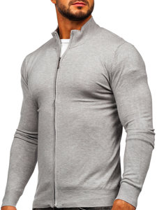 Sivý pánsky sveter so zapínaním na zips Bolf YY07
