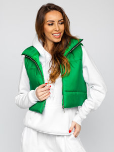 Zelená dámska krátka prešívaná vesta Bolf 82330